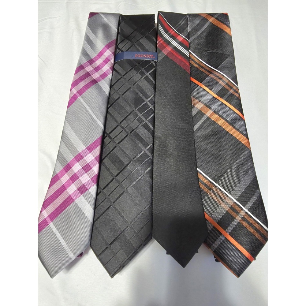 Lot of 4 Men's Designer Random Variety Multicolor Plaid Ties NWOT